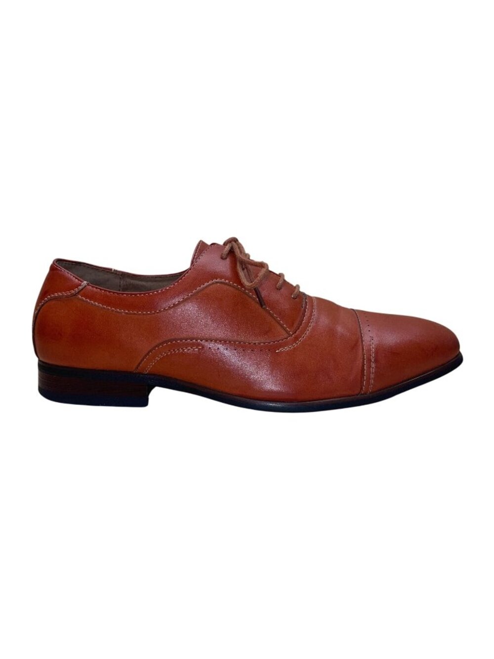 Ferro Aldo Men’s Cognac Leather Lined Lace Up Oxford Dress Shoes Size 7